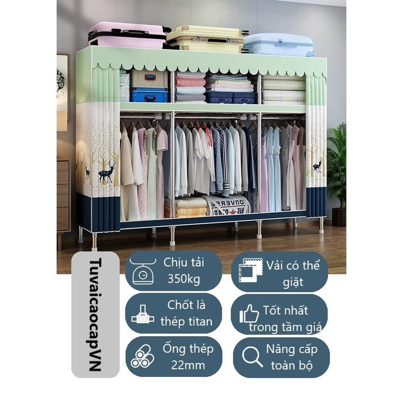 Product Introduction of Tủ Quần Áo Tủ Vải Khung Thép Chốt Thép 5 Buồng 10 Ngăn Cỡ Lớn 250Cm khung thép cỡ lớn treo quần áo gấp gọn thoải mái 23