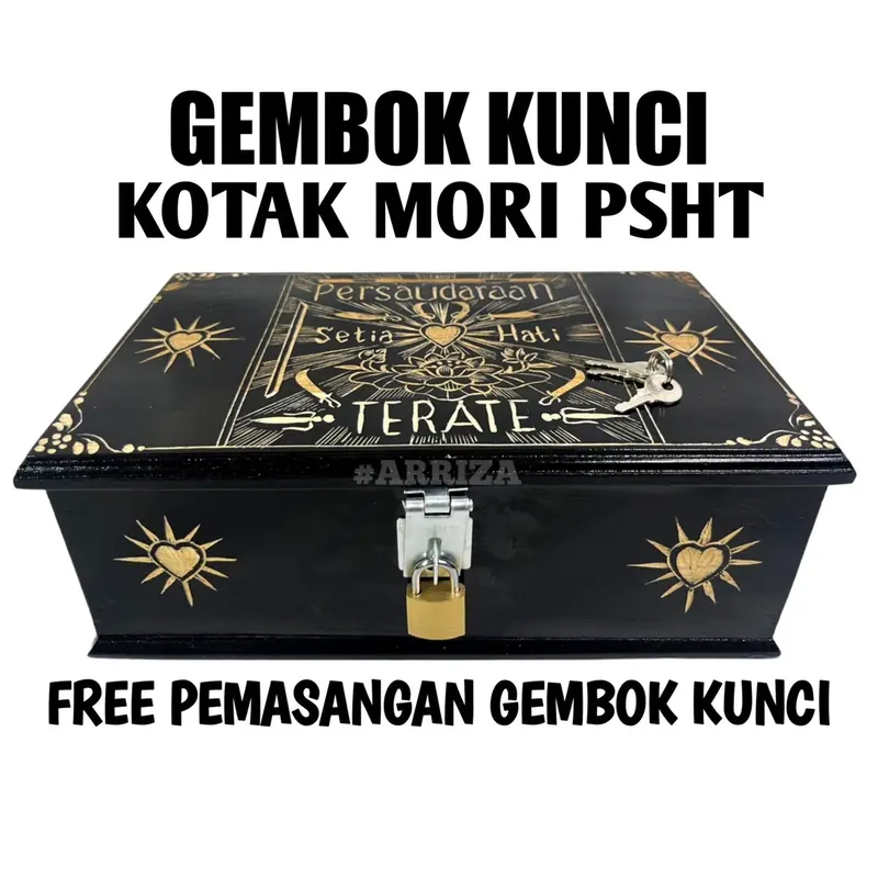 KOTAK MORI PSHT MURAH + GEMBOK KUNCI DARI KAYU JATI (FREE UKIR NAMA) TEMPAT PENYIMPANAN SABUK PENCAK SILAT 2