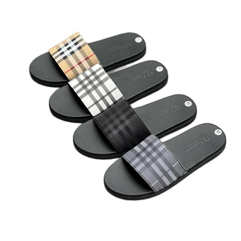 Dép Lê { Khâu quai có hộp 16 } Dep quai ngang kẻ ô xám ,đen ,trắng ,vàng ,khâu quai đế bằng cao su cao 2cm DéP Slipper