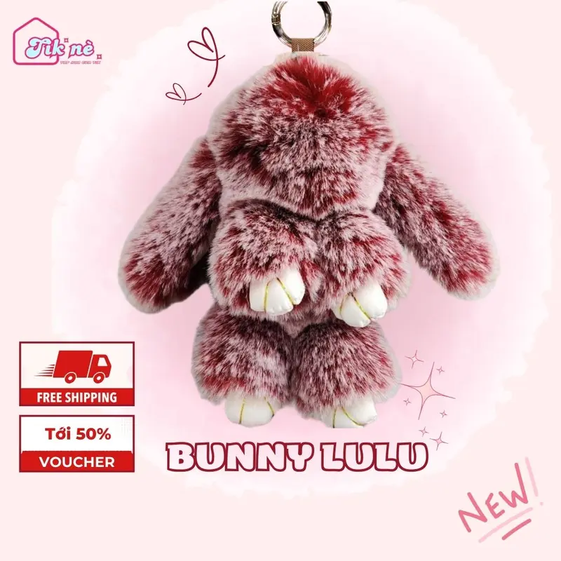 [BUNNY LULU] Thỏ nhồi bông đáng yêu lông dài, mịn. Móc Chìa Khoá , Tag túi xách thỏ bông lông dài Hot Trending. Móc Khoá Nữ, Phụ kiện treo túi xách Nữ charm  labubu Móc Khóa Women 0