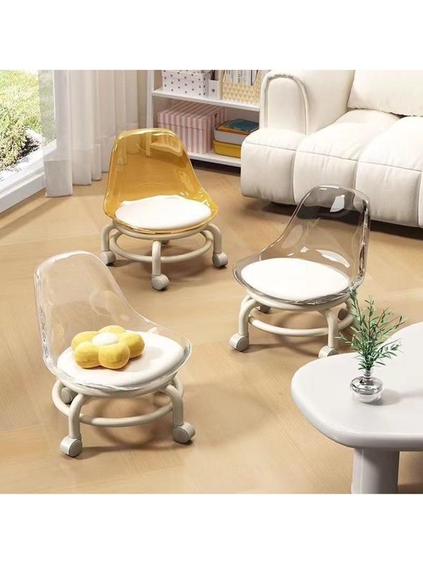 Ghế Tựa Lưng Có Bánh Xe Di Chuyển Xoay 360 độ, ghế tựa lưng lùn trong suốt di chuyển tiện lợi ghế