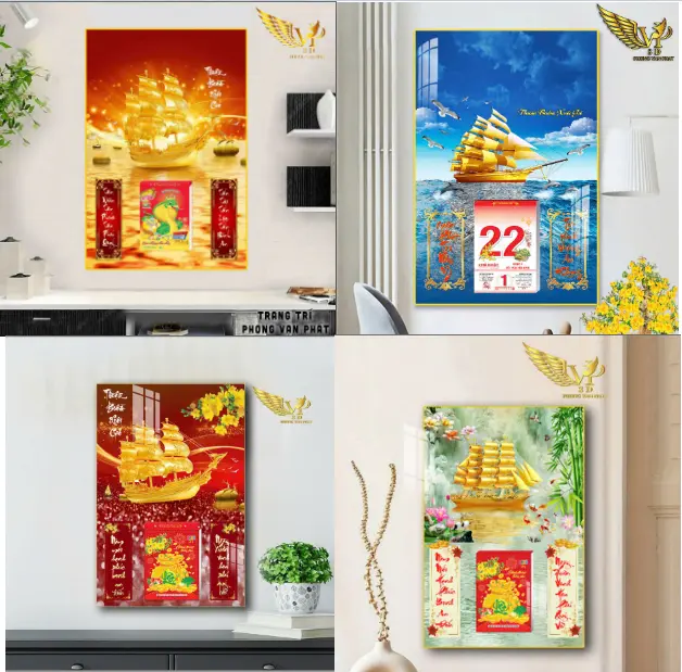 LỊCH TRÁNG GƯƠNG 2025 LỊCH NĂM ẤT TỴ, CAO CẤP TRANH TREO TƯỜNG - HỌA TIẾT THUẬN BUỒM, QUÀ TẶNG DOANH NGHIỆP