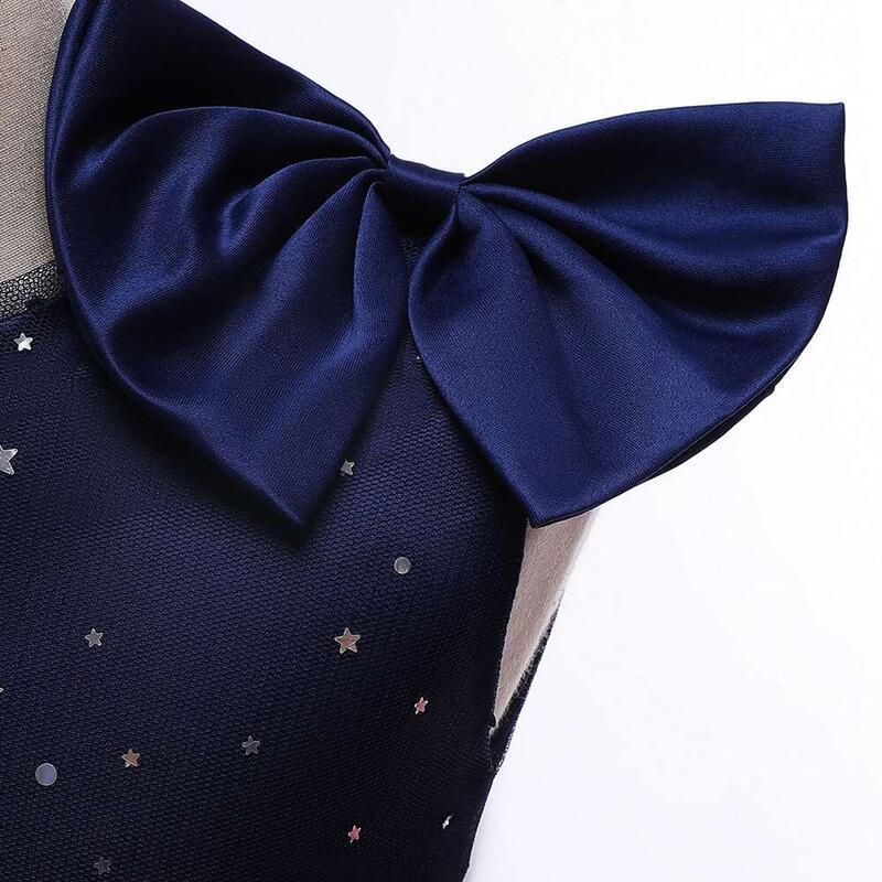 Product Introduction of Fluffy Star Sequin Slant Shoulder Girls Dress Elegant Princess Party Wedding Bridesmaid Gown Birthday Girl Clothes Summer Dresse 18