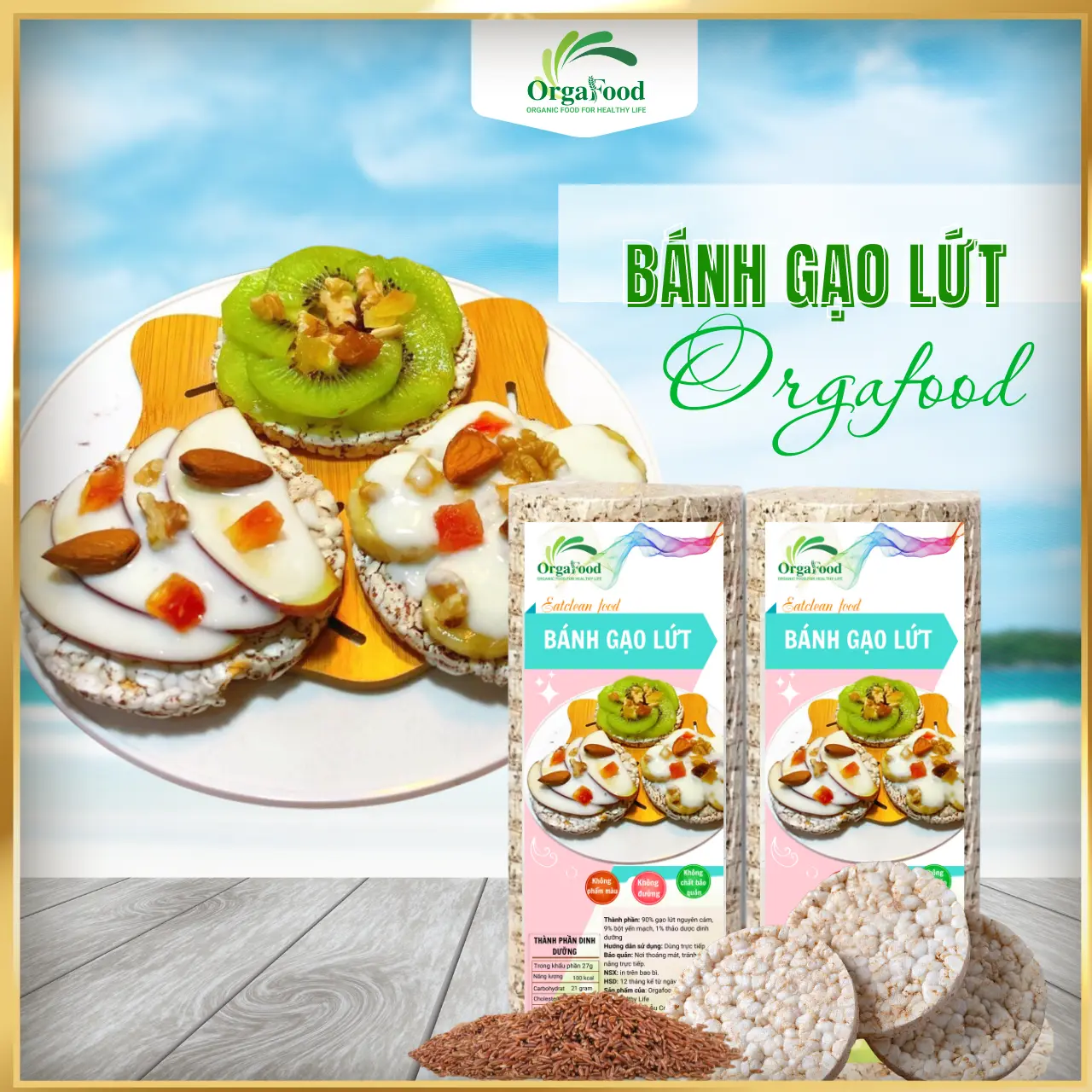 Bánh gạo lứt ăn kiêng mua 3 tặng 1