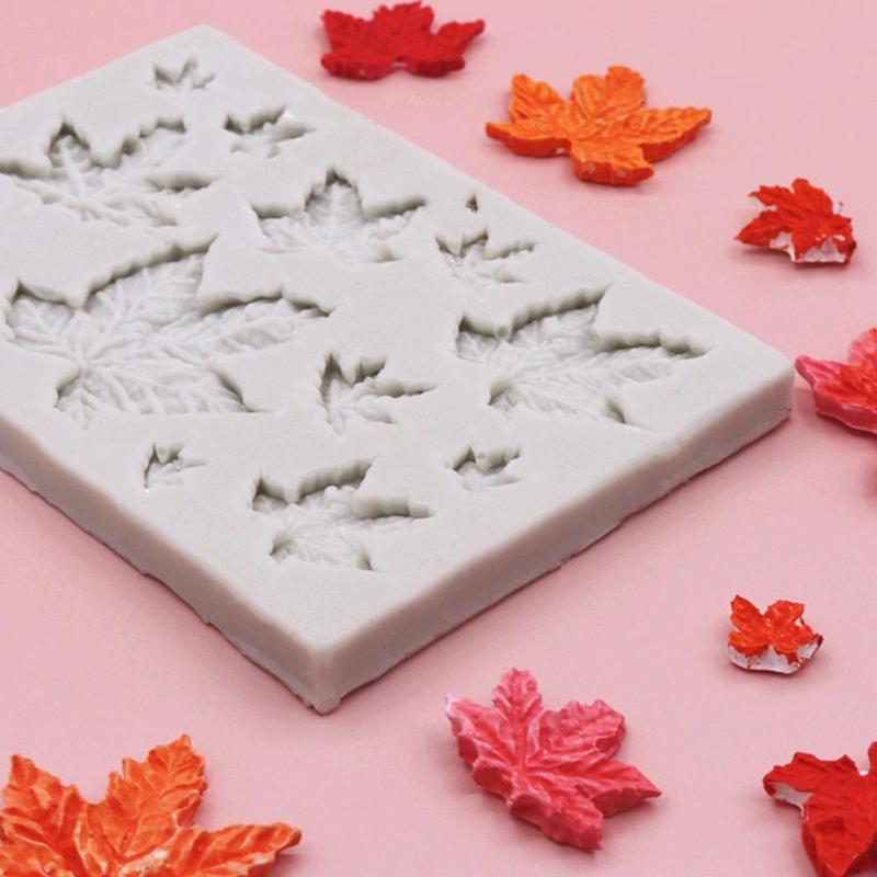 Leaf Shaped Silicone Mold, 1 Count Multi Grid 3D Fondant Silicone Mold, Cake Decorating Baking Supplies 2