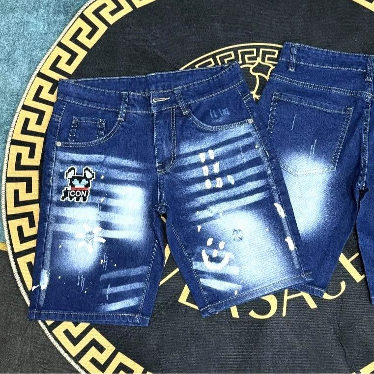 Quần short jean nam phối lốc xoáy Co dãn xước cào nhẹ phong cách thời trang năng động mẫu mới - Có Túi - Menswear 4
