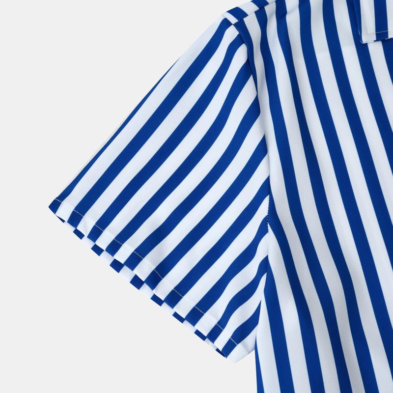 Product Introduction of Cozy Up Men's Short Sleeve Casual Striped Button Down Shirt for Summer Beach Yoga 9