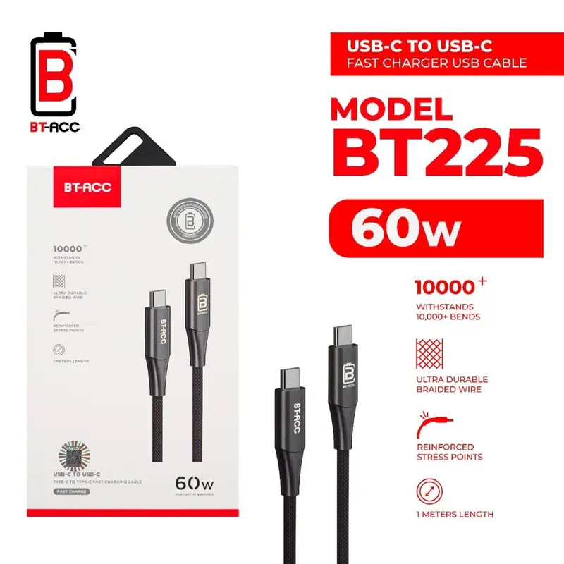 BT-ACC Kabel Data 60W Type-C To Type-C Super Fast Charging - BT225