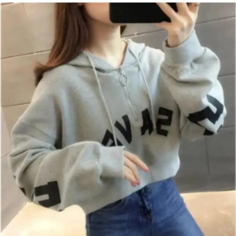 Pima Store Sweater Crewneck Sablon Save  Crop Zipper Oversize Wanita Baju Atasan Panjang Fleece Sweatshirt 2