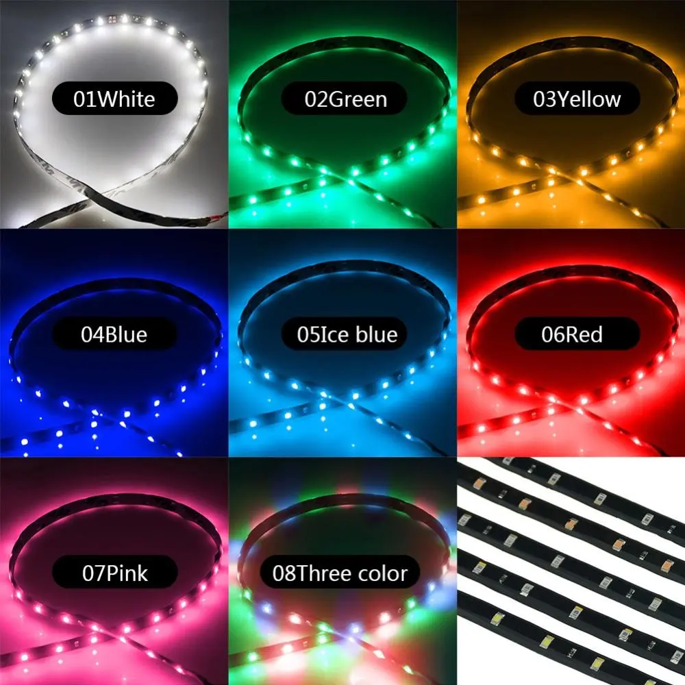 DE 30cm 15 LED Waterproof Flexible Car Strip Light Motor Bar String Daytime Running Tape #298337