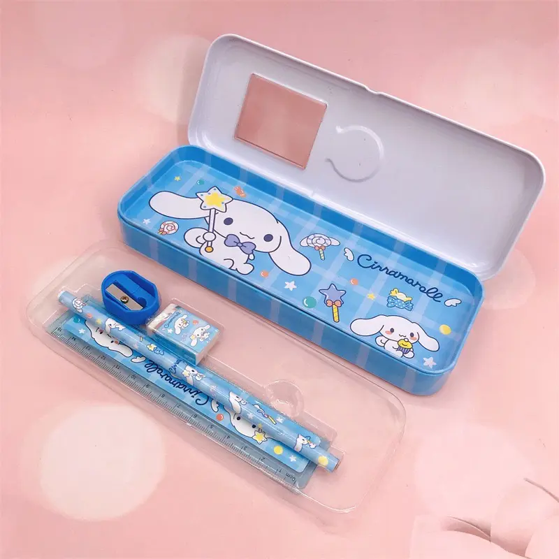 AUN Kotak Pensil Model Besi Motif Sanrio / KOTAK PENSIL BESI ANAK SET MOTIF SANRIO LUCU 2 TINGKAT Rautan 6