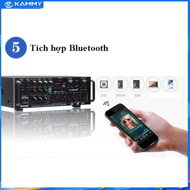  【HCM 24H Amly karaoke Sunbuck 326BT hàng chuẩn  cổng 12v 220v có bluetooth -Amly âm ly karaoke 