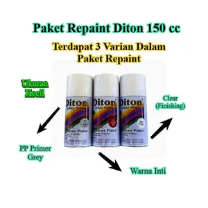 Paket 3 Kaleng DITON 150ml Lengkap Semua Warna | Cat Semprot Mini Untuk Velg & Part Motor | Paket Dasar Warna Pernis Clear Glossy Doff | Pilox Diton Bebas Pilih Warna