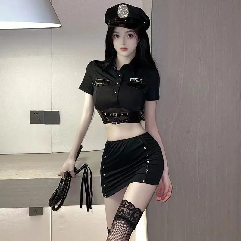 [Discount] Sexy Lingerie Uniform Temptation Flight Attendant Police Girl Cosplay Role Play Set Sexy Short Skirt Bed Temptation