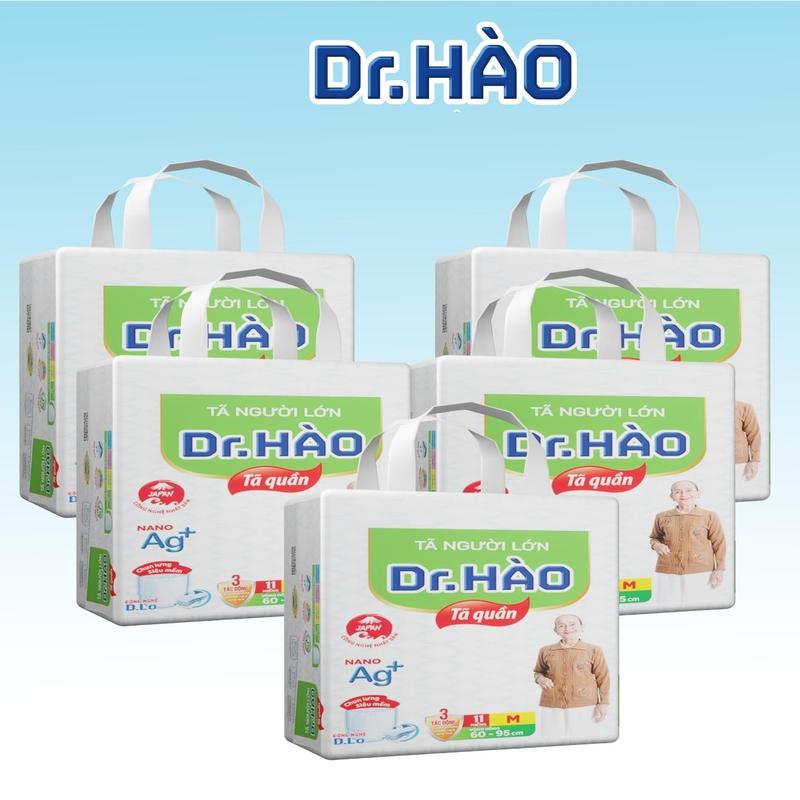 Tã quần người lớn Dr.Hào size M 11 miếng (combo 5 gói) bỉm quần cho người già bỉm cho người bệnh tả quần người lớn siêu thấm khô thoáng kháng khuẩn chống hăm khử mùi