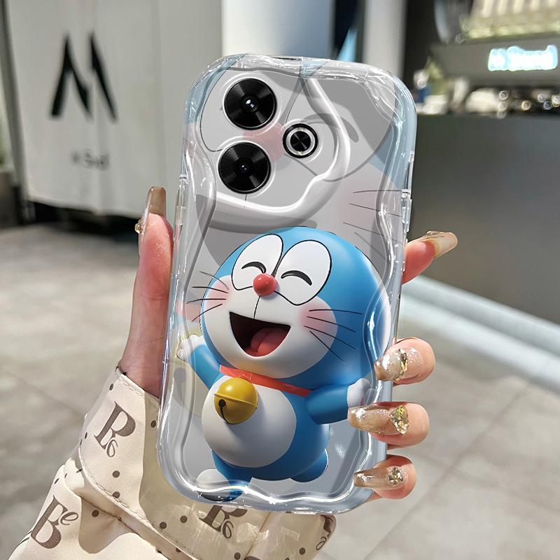 Ốp Lưng Áp dụng cho Xiaomi Redmi 13 5G 13C POCO M6 4G M6 Plus 5G C65 Ốp Trường hợp Mẫu Mặt cười mèo Mẫu mới Cao cấp Chống ngã Kem gợn sóng Silicone mềm trường hợp Ốp