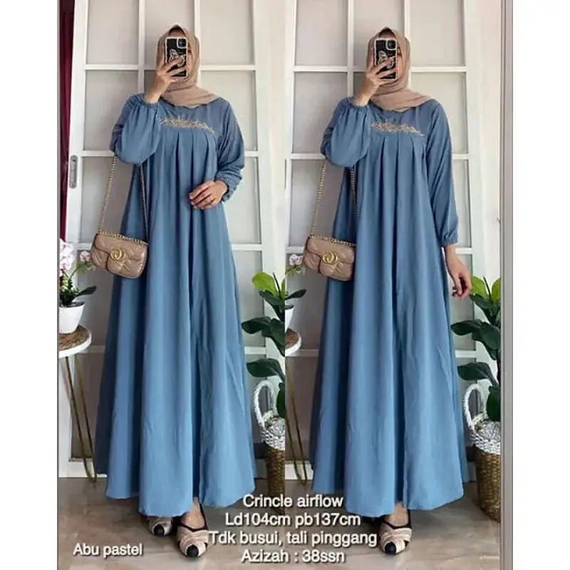 Gamis AZKIYA MAXY DRESS BORDIR crinkle airflow premium 6