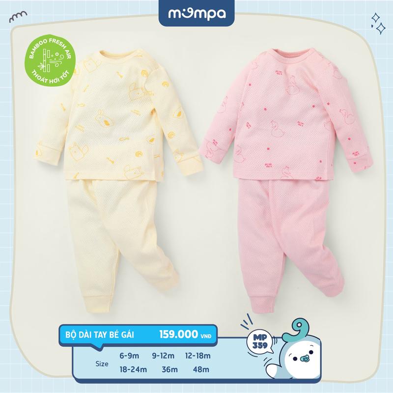 Bộ quần áo cho bé từ 6 đến 48 tháng dài tay cúc cài vai Sợi tre Bamboo Fresh Air mềm mại thoát hơi tốt MP 359 [M24]