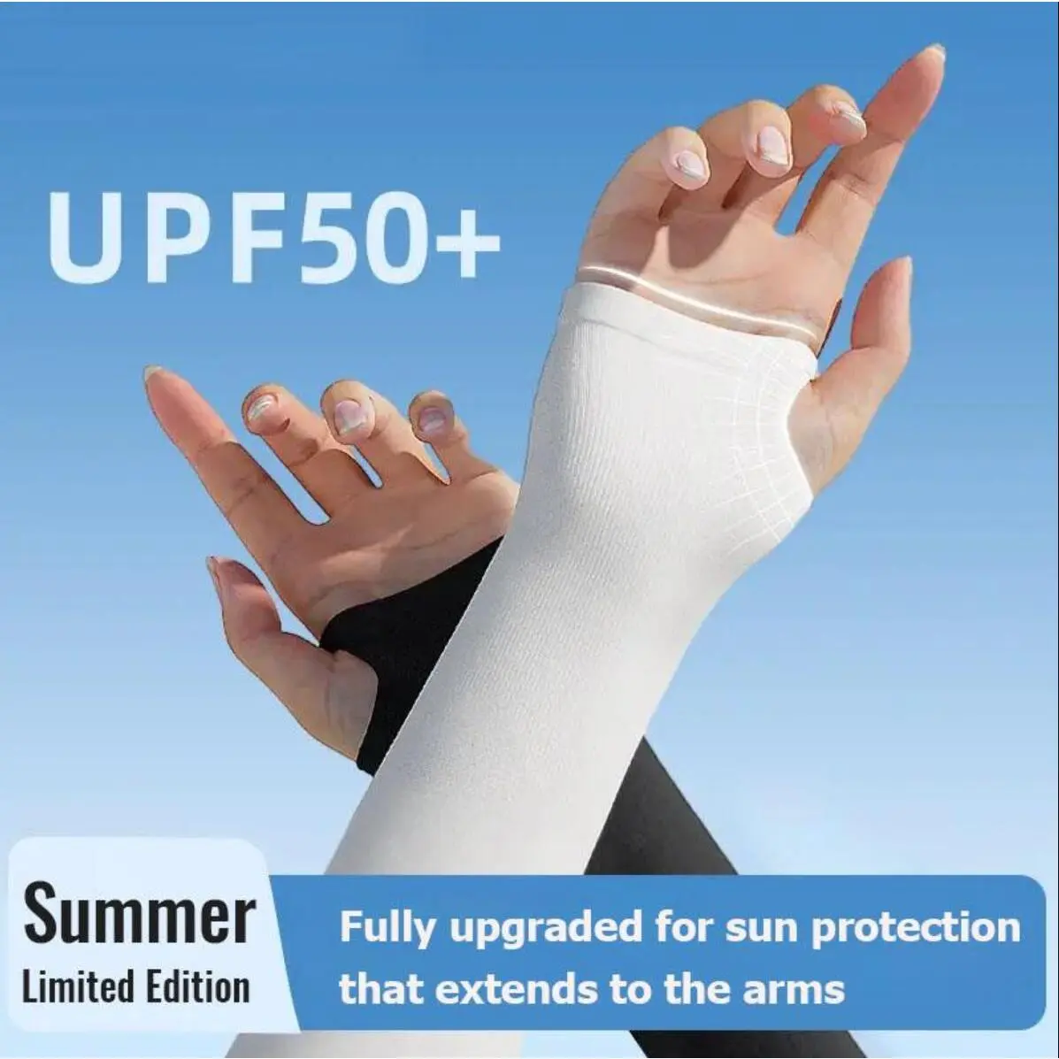 1Pair Arm Sleeve UV Protection Ice Sleeves for Man and Women Breathable Hand Cover Cooling Outdoor UV Protection Cycling Sun Biking Ice Silk Sleeve