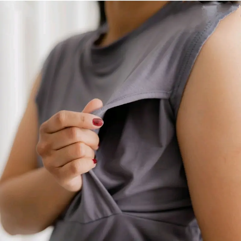 Kaos Manset Ibu Menyusui/Busui lekbong xl hitam pakaian nursing 1