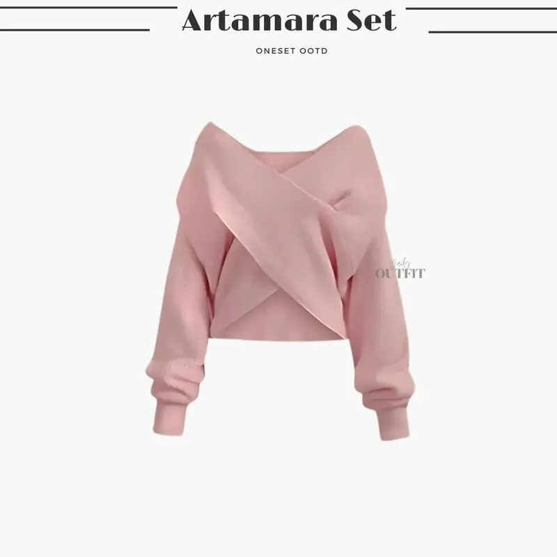 Bramantyashop - Artamara Set Outfit wanita | Atasan Sweater Rajut Cross Korean Knitted | Bawahan Rok Scuba Premium | Setelan Oneset wanita | OOTD Korean Look | Setelan Remaja Casual Panjang 5