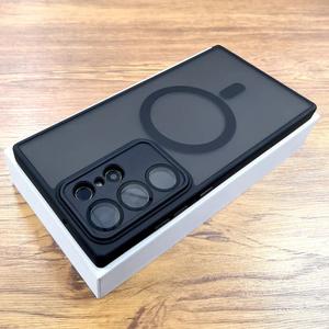 Luxury Matte Case For Samsung Galaxy S25 S24 23 S22 Ultra Plus Case For Magsafe Wireless Charge Protective Case with Camera Lens Protector