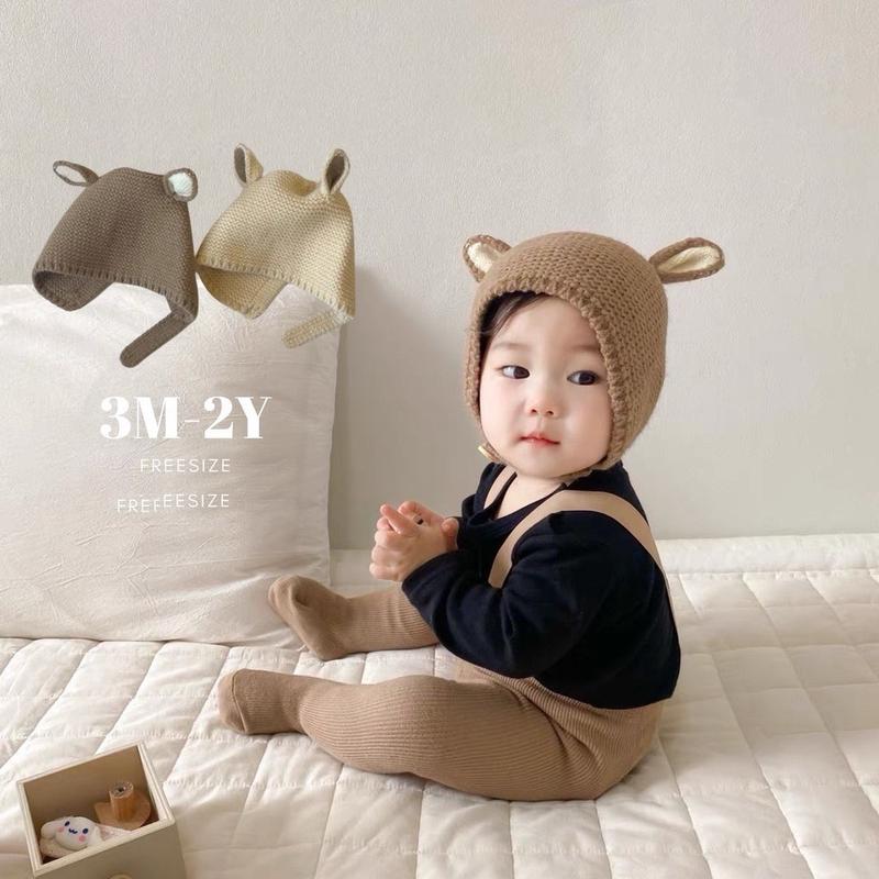  Mũ Nón Len Cài Cúc Mùa Đông Hình Tai Nai Cho Bé Size 3 Tháng -1,5 Tuổi - Giữ Ấm Hat 