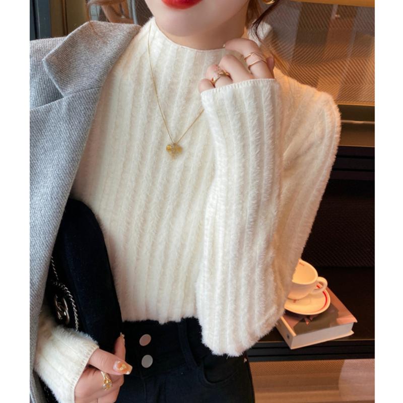  Mùa Thu Và Mùa Đông Mới Áo Len Chui Đầu Sáp Mềm Mại Và Thoải Mái Cho Nữ Phong Cách Hàn Quốc Dệt Kim Bán Cao Cổ Với Đáy Dày shan. 