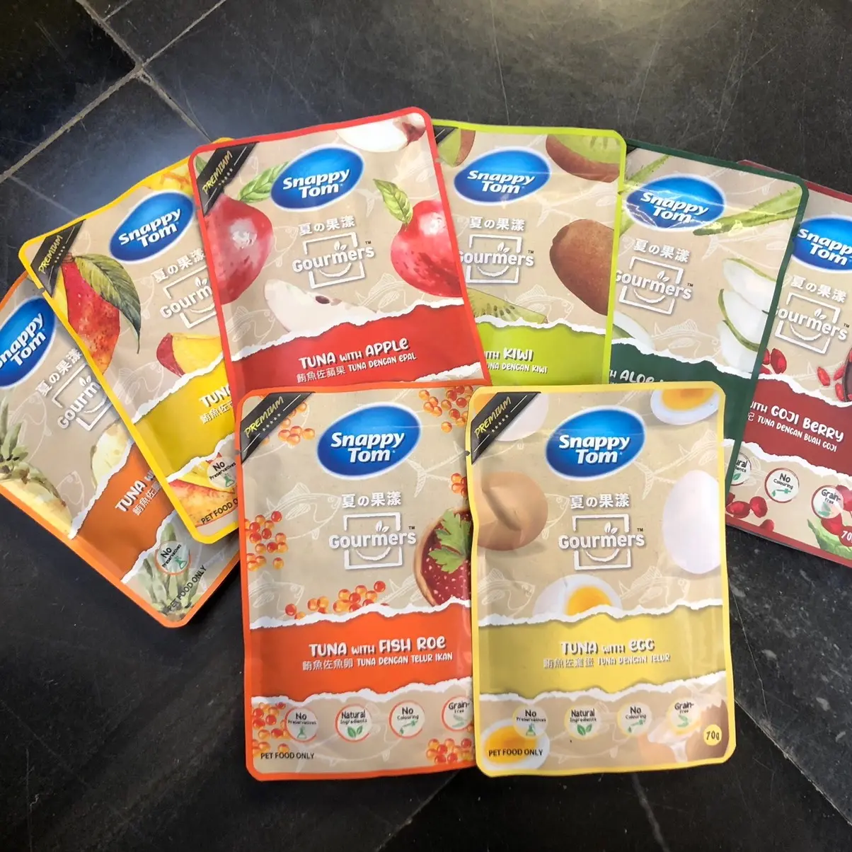 1 thùng mix vị 24 gói pate trái cây cho mèo Snappy Tom