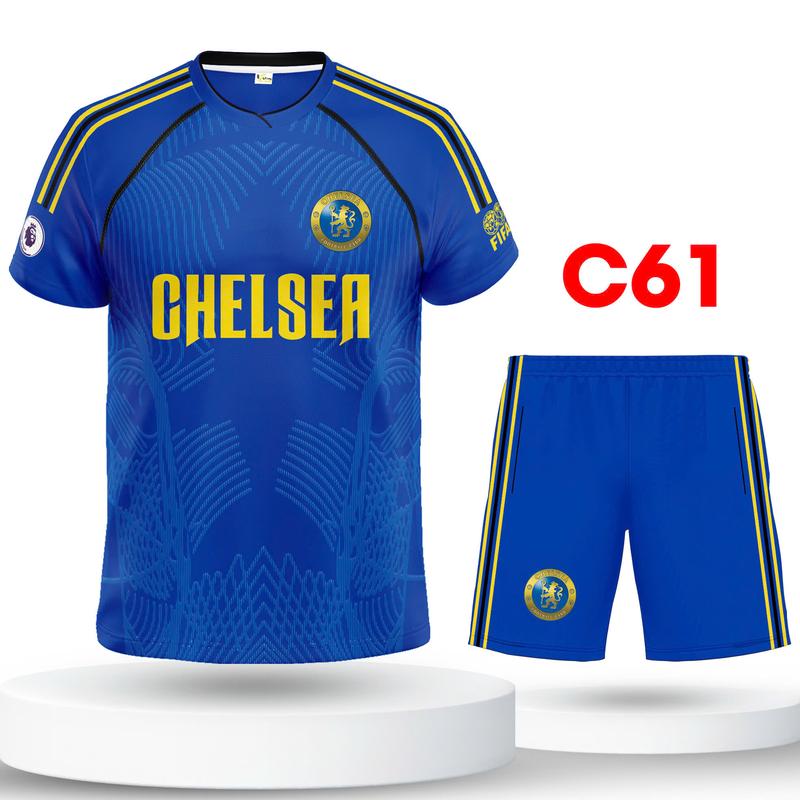Bộ Quần Áo Thể Thao, Đồ Đá Banh chelsea Xanh Thun Lạnh Cao Cấp Logo Thêu Top Sport