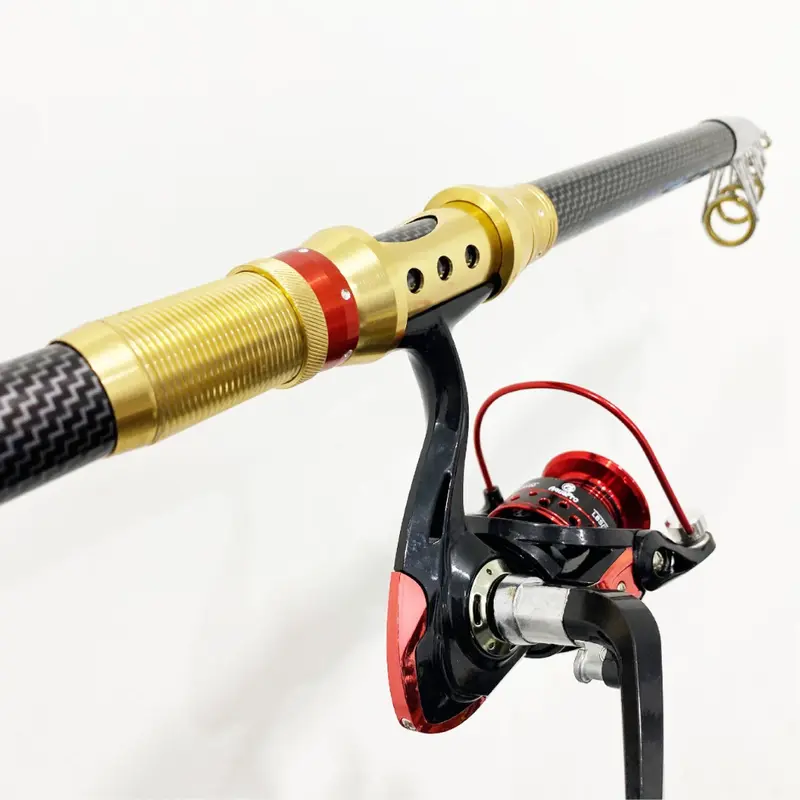 1 Set Paket Joran Pancing Laut Antena Portable High Carbon Joran Laut Teleskopik dengan Reel Pancing 2