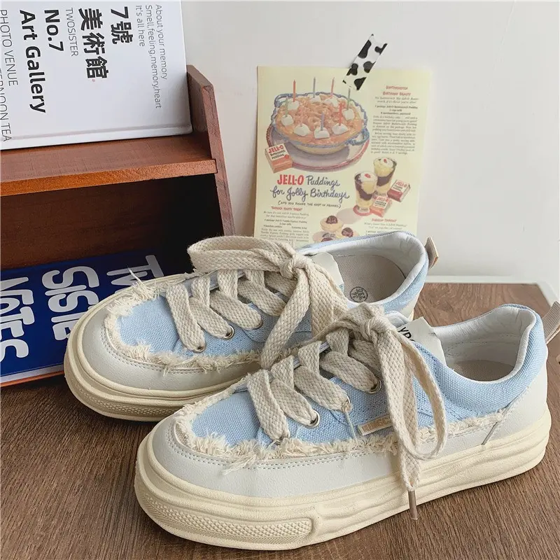 Giày nữ vải tua rua MIA 2 màu Shoes Nhung Sneaker Cổ Cao 3
