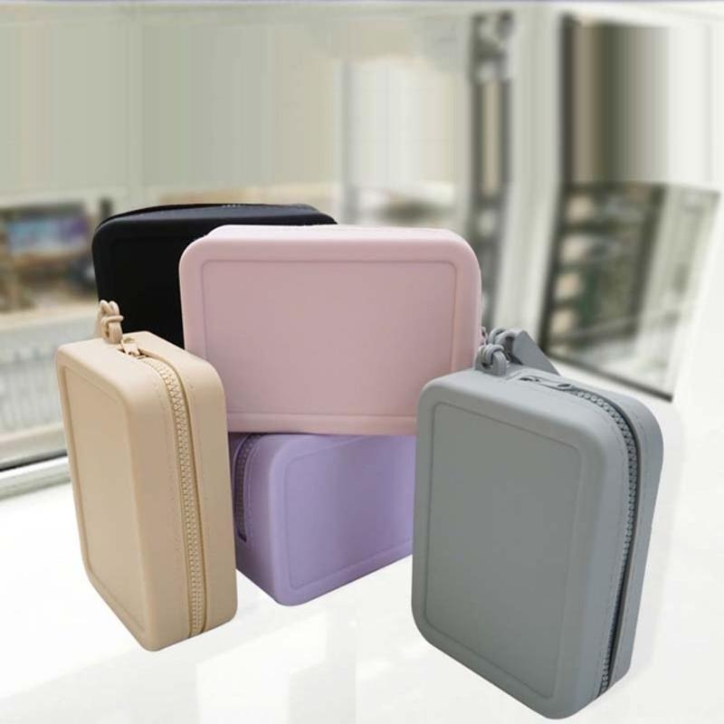 Product Introduction of Creative Morandi Color Silicone Cosmetic Bag Coin Purse Rectangle Multifunction Storage Bag Makeup Brush Holder Large Capacity Small Item Bag Women 13