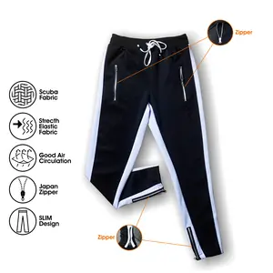 Celana Pria Wanita Hypebeast Hitam Strip Putih Depan Belakang Bahan Scuba Premium Celana Keren Viral Sport