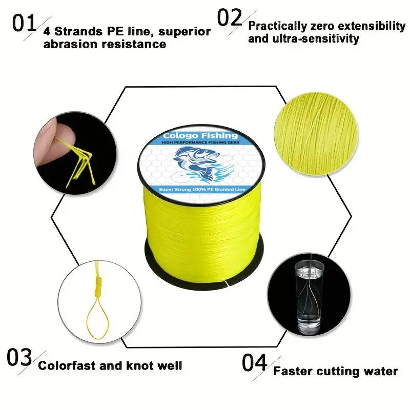 4-strand PE Braided Fishing Line, 500m/1640ft Fishing Line, Anti-abrasion Braided Line, Strong, Durable, and Long-lasting Fishing Accessories 5