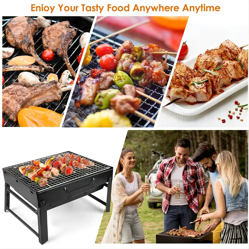 Bếp Nướng Than Nướng Thịt Cầm Tay Có Thể Gập Lại Bếp BBQ Đốt Gỗ Bằng Thép Không Gỉ Để Cắm Trại Ngoài Trời Bếp Nướng Nấu Ăn Dụng Cụ Cho Dã Ngoại Bãi Biển Sân Sau 7