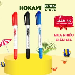 Bút lông dầu thiên long 2 đầu nét nhỏ không xóa được pm - 04 màu đỏ/xanh/đen - HOKAMI STORE