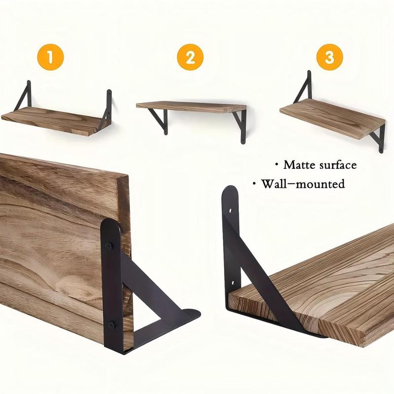 Product Introduction of Wooden Wall Mounted Shelf, 4 Counts/set Wall Mounted Storage Rack, Floating Shelf for Bathroom Bedroom Living Room Kitchen Office 3
