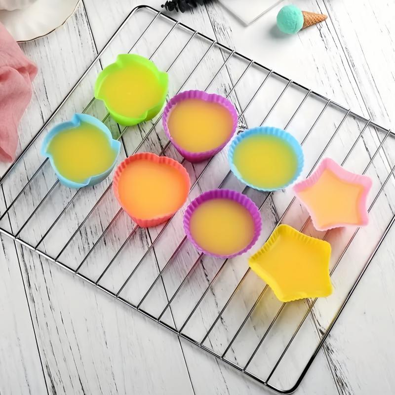Random Color Silicone Muffin Cup, 24pcs/set Non-stick Reusable Cupcake Liner, Baking Mold for Home Kitchen Baking House 4