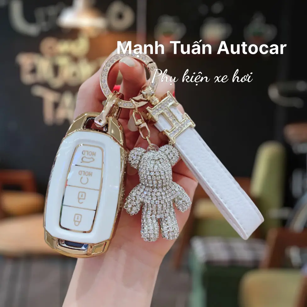 ốp chìa khóa Huyndai Accent 2021 - 2022 - 2023 - 2024, Elantra 2023- 2024 - Móc đính đá