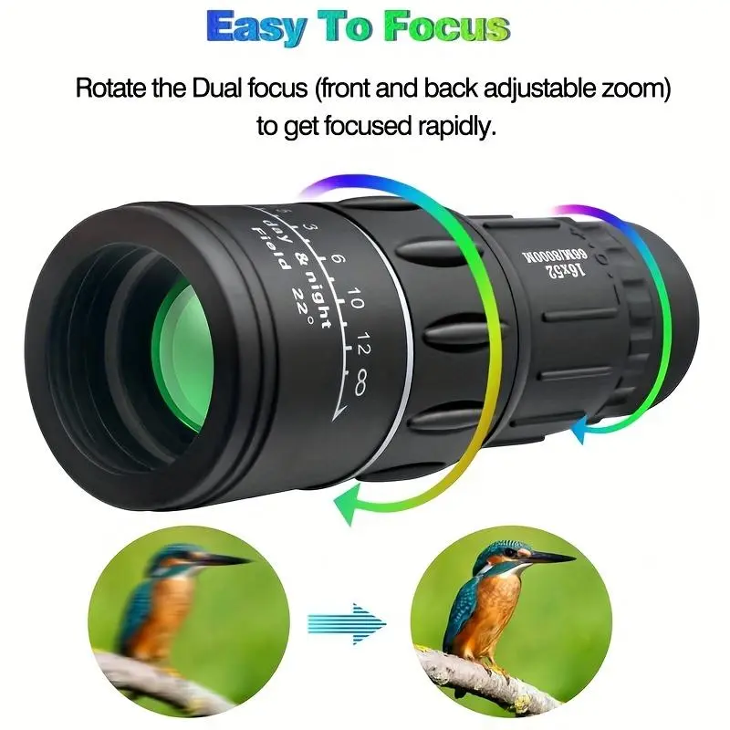 Portable HD Monocular Telescope, 16x52 High Power Compact Monocular Telescope For Bird Watching, Hiking, Concerts, Travel, Small and Lightweight Telescopes 3