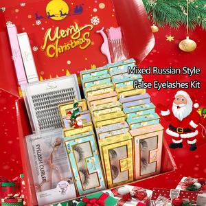 Mixed Length False Eyelashes with Glue & Tweezers & Brush & Glue Remover & Eyelash Curler, 1 Set Natural Look Eyelash Extensions, Eye Makeup Enhancement Tool, Christmas, Christmas Gift, Stocking Fillers, Makeup