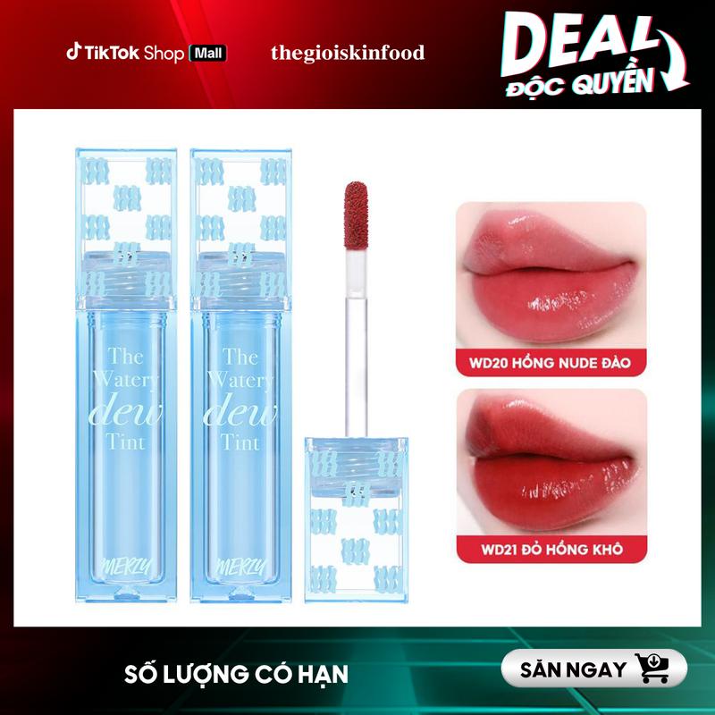 Combo 2 Son Tint Bóng Trang Điểm Dạng Thạch Merzy The Watery Dew Tint Ver.4 4g Cosmetic Nữ Mỹ Phẩm