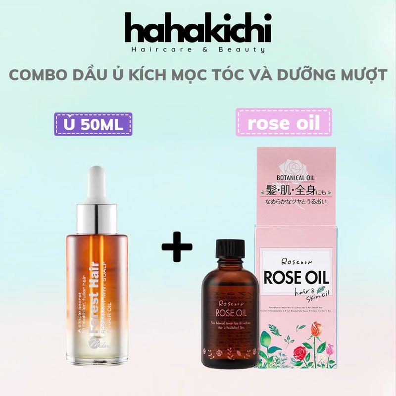  Combo Dầu ủ dưỡng tóc FOREST HAIR Rosemary Mint Scalp and Hair Oil và Rose Oil 