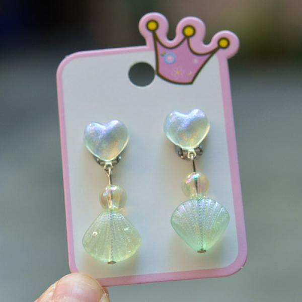 Product Introduction of Ear Clip No Pierced Student Cute Shell Jelly Love Decorative Earrings Little Girl Girl Ear Rings 16