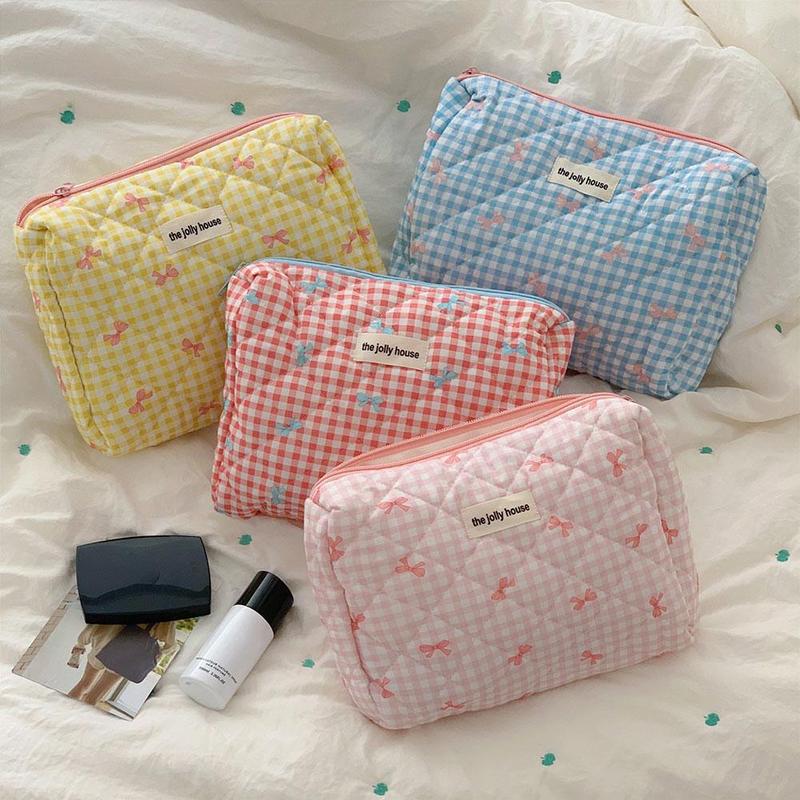Bowknot Cosmetic Bag Portable Soft Handbag Toiletries Capacity Bag Student Large Storage Bag 4