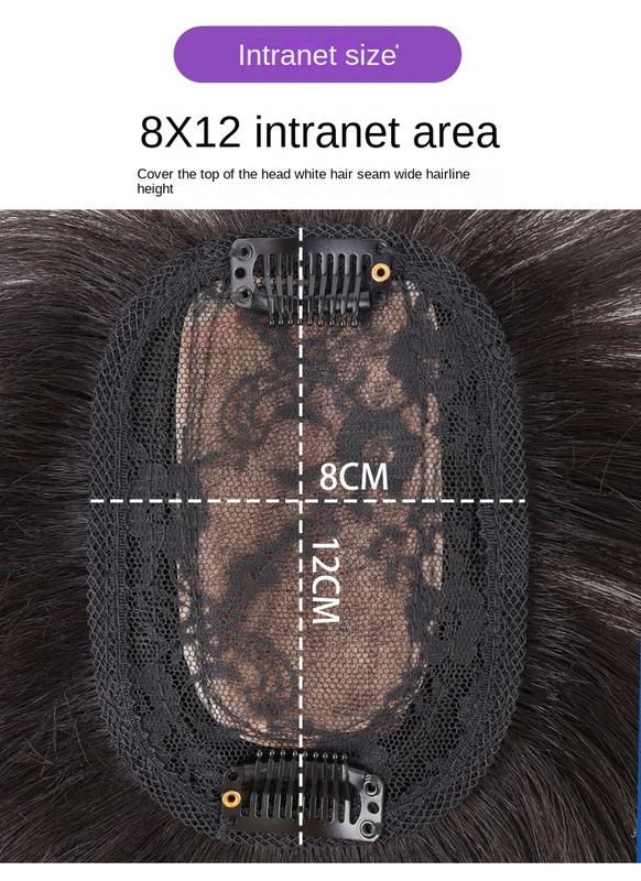 Product Introduction of 8*12 13*13 100% Human Hair Piece Black And Mocha Brown Hair Topper Hair Replacement Cover White Hair Breathable And Lightweight Wig Increase Hair Volume For Woman 10