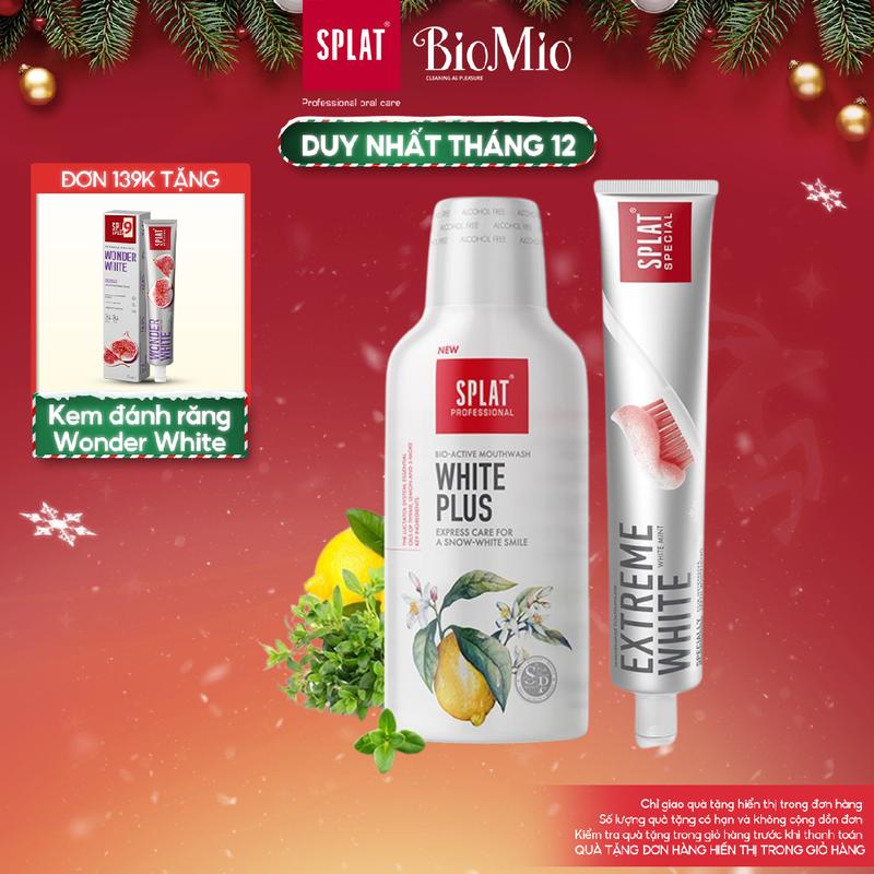 Combo kem đánh răng SPLAT Extreme White và nước súc miệng White Plus hỗ trợ làm trắng và làm sạch răng miệng toàn diện