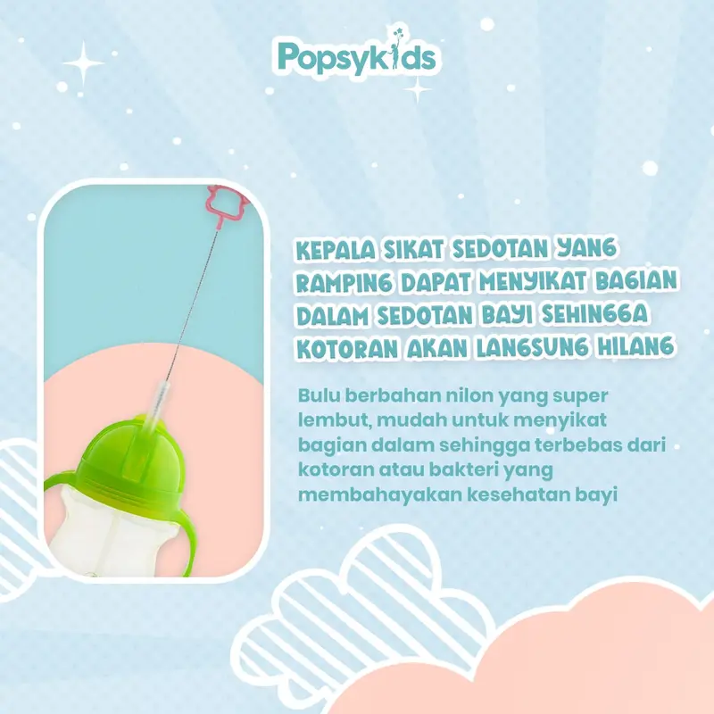 Popsykids Silicone Bottle Brush Set 3 in 1 - Sikat Botol Bayi Silikon 3 in 1 BPA Free Perlengkapan 4