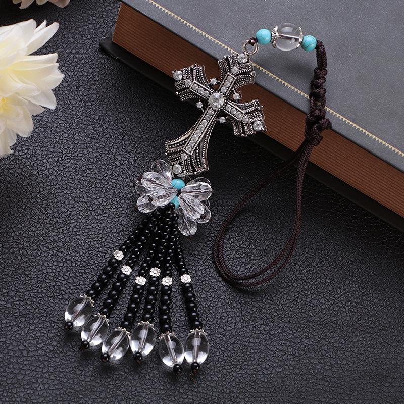  Khánh treo gương chiếu hậu oto Thánh giá Pha lê hợp kim thép tua rua ngọc trai trang trí nội thất oto sang trọng lịch sự  nội thất đẹp trangtrí xehơi 